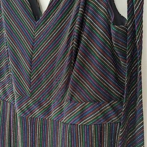 Torrid Glitter Rainbow Stripe Wide Leg Jumpsuit